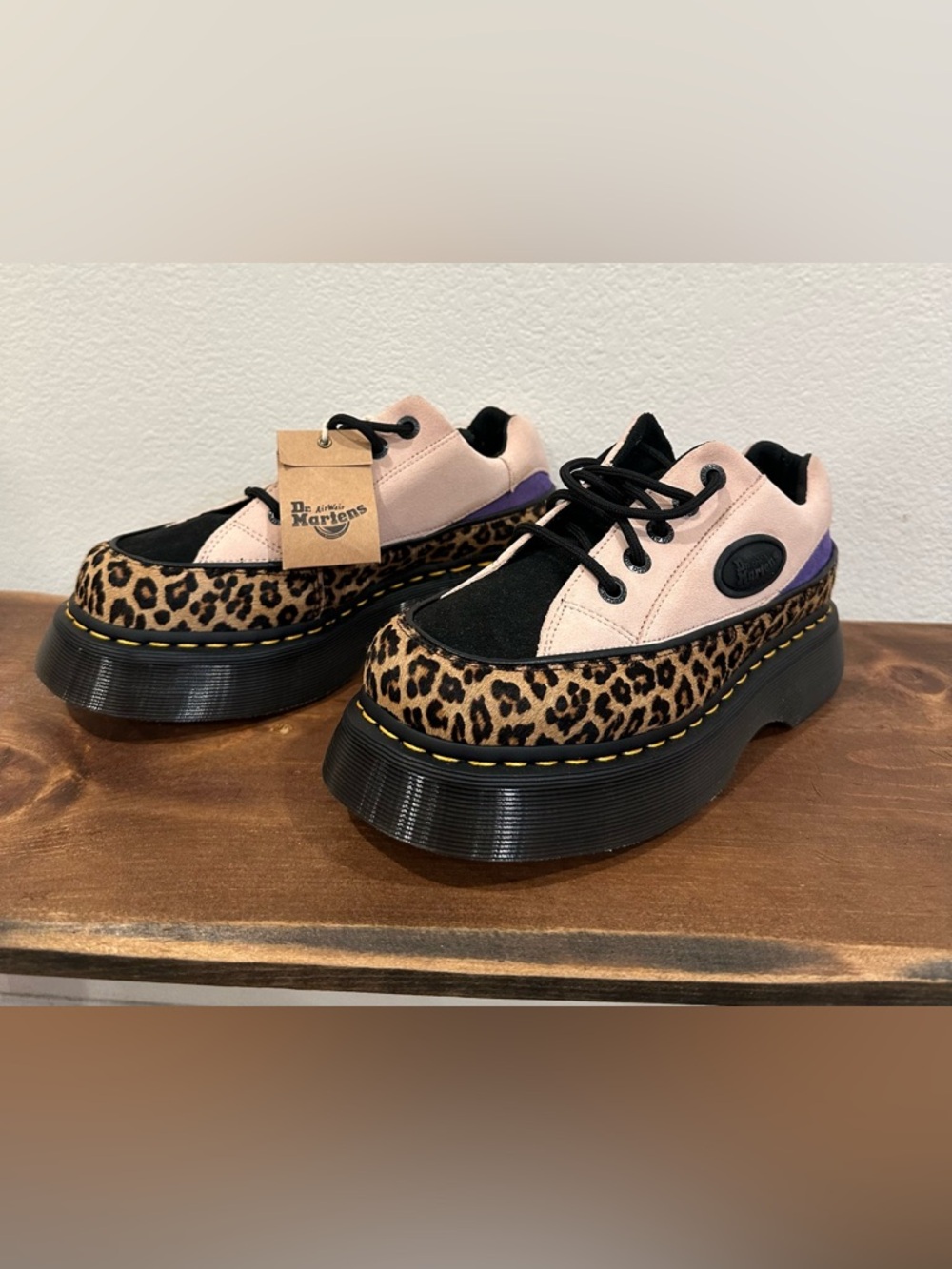 Dr. Martens Buzz 5-Eye Leopard Suede Platform Shoes Women's Size 8 New Tags